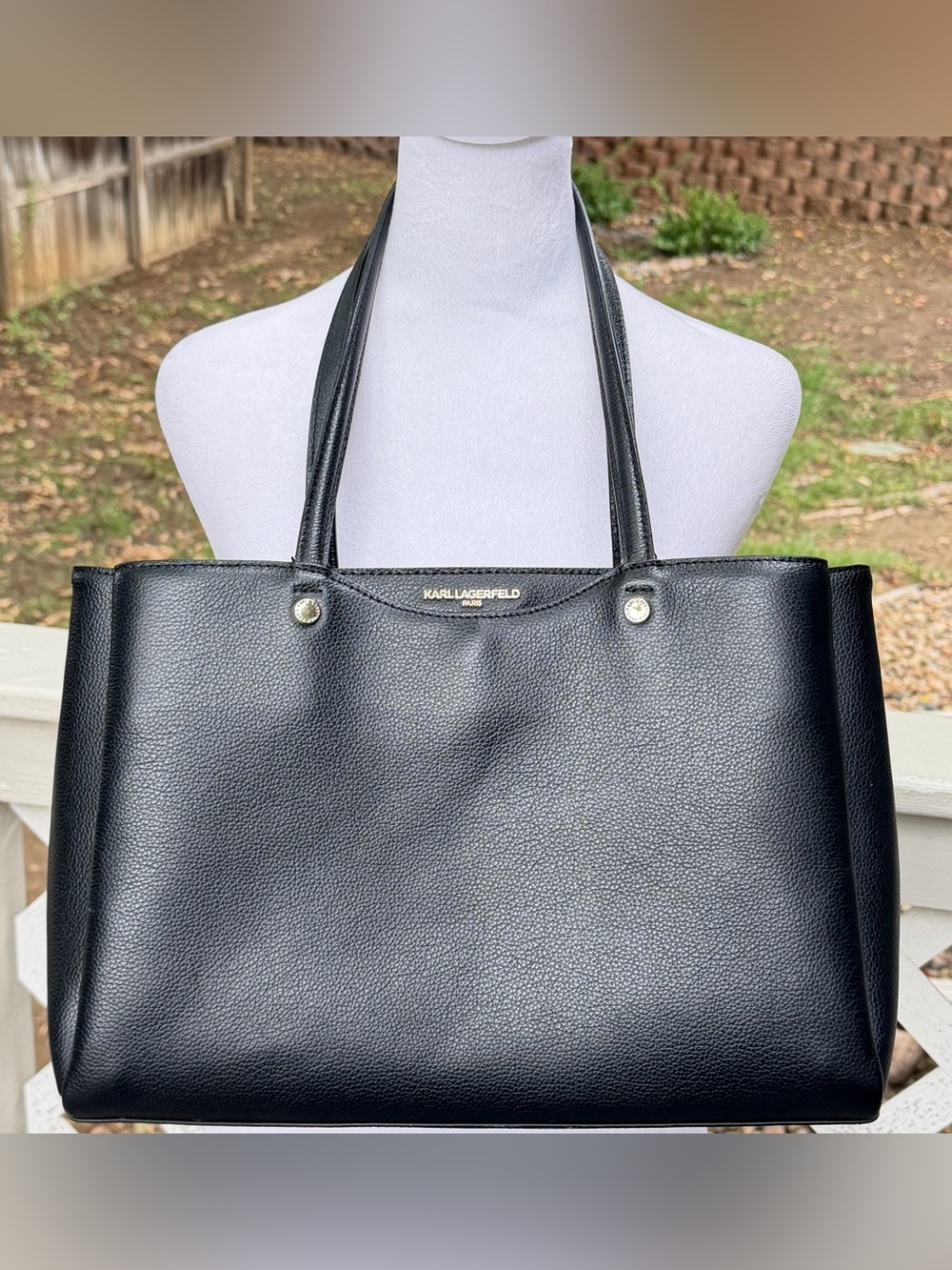 Karl Lagerfeld Paris Black Tote Triple Entry Shoulder Bag